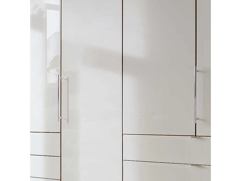 Falttüren Schlafzimmerkleiderschrank in Beige und Eiche Bianco Made in Germany