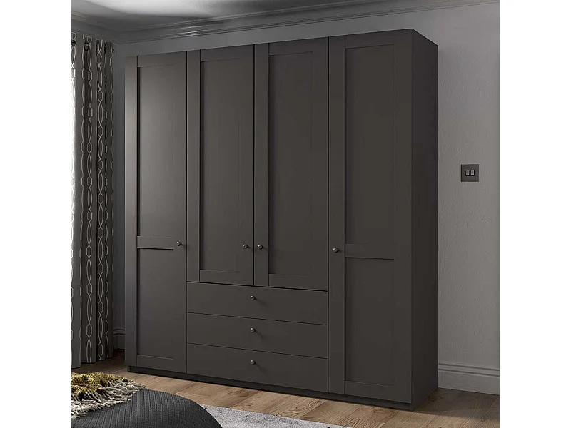 Schrank für Schlafzimmer in Dunkelgrau 200 cm breit - 58 cm tief