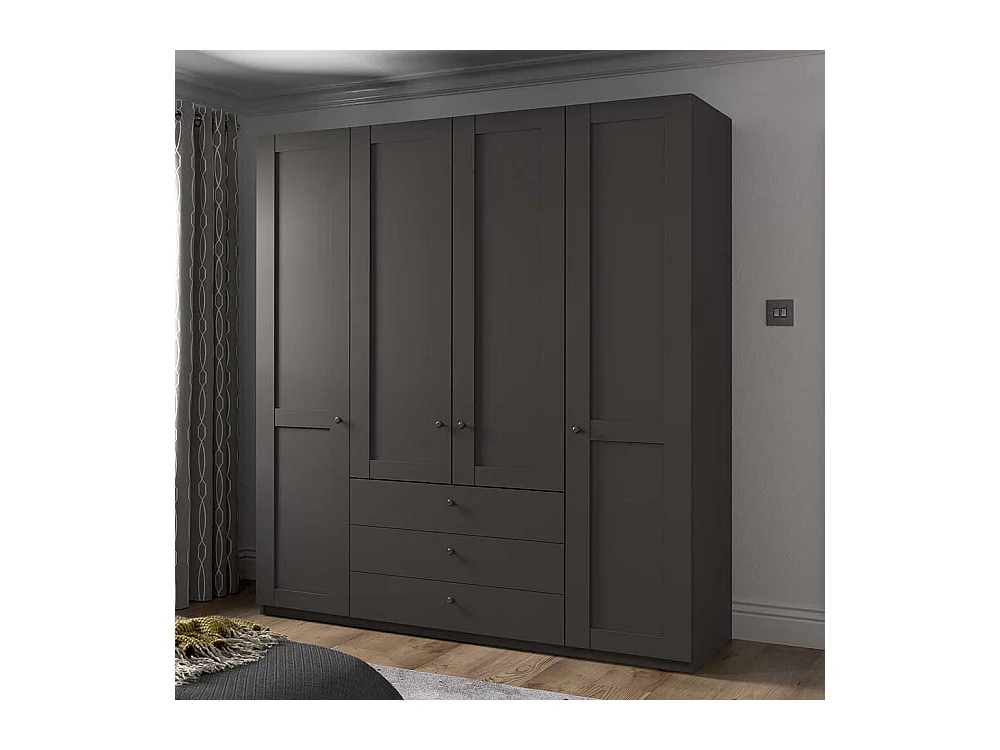 Schrank für Schlafzimmer in Dunkelgrau 200 cm breit - 58 cm tief