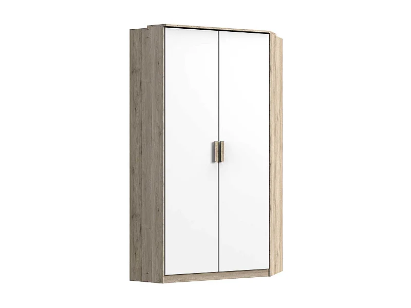 Schlafzimmereckschrank in Weiß Eiche San Remo