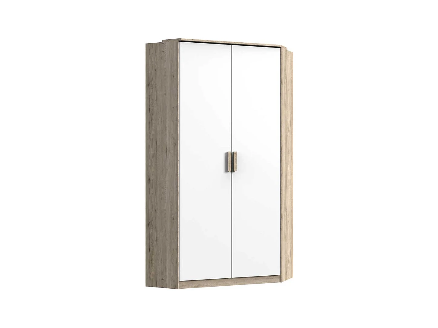Schlafzimmereckschrank in Weiß Eiche San Remo