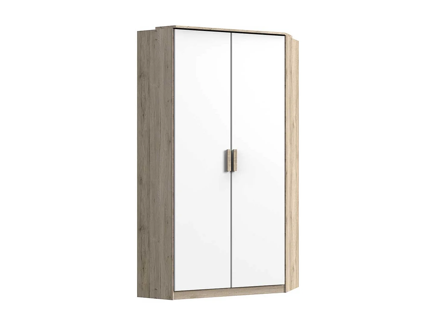 Schlafzimmereckschrank in Weiß Eiche San Remo