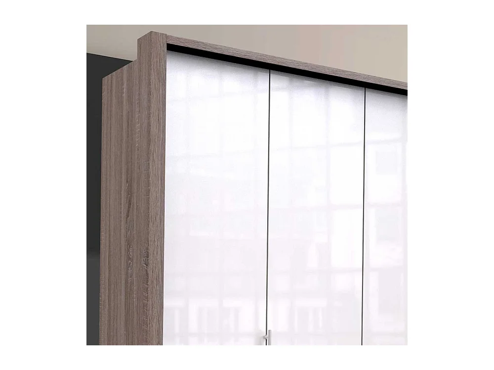 Jugendkleiderschrank 2 türig mit Schubladen Weiß Eiche Trüffelfarben