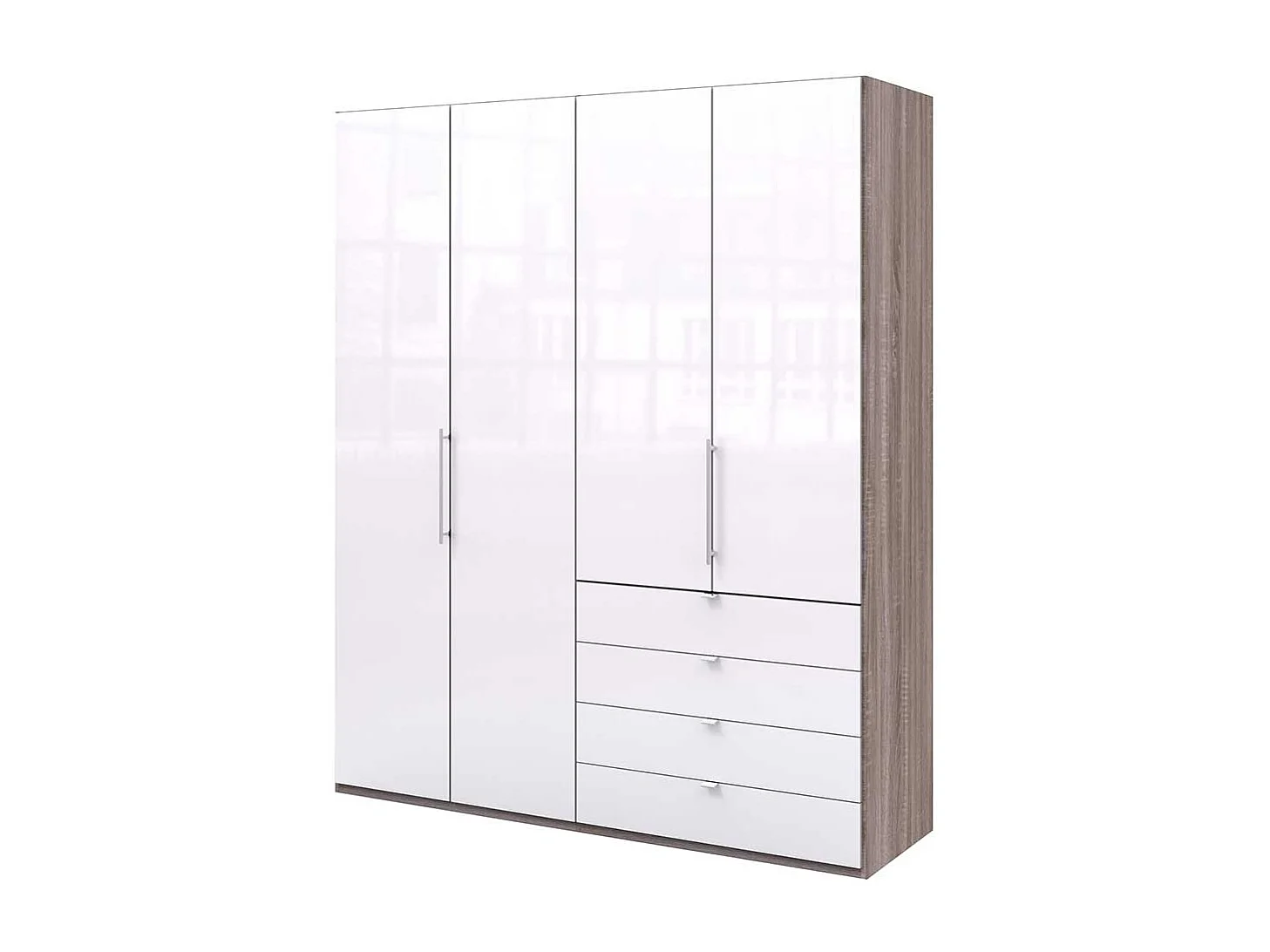 Jugendkleiderschrank 2 türig mit Schubladen Weiß Eiche Trüffelfarben