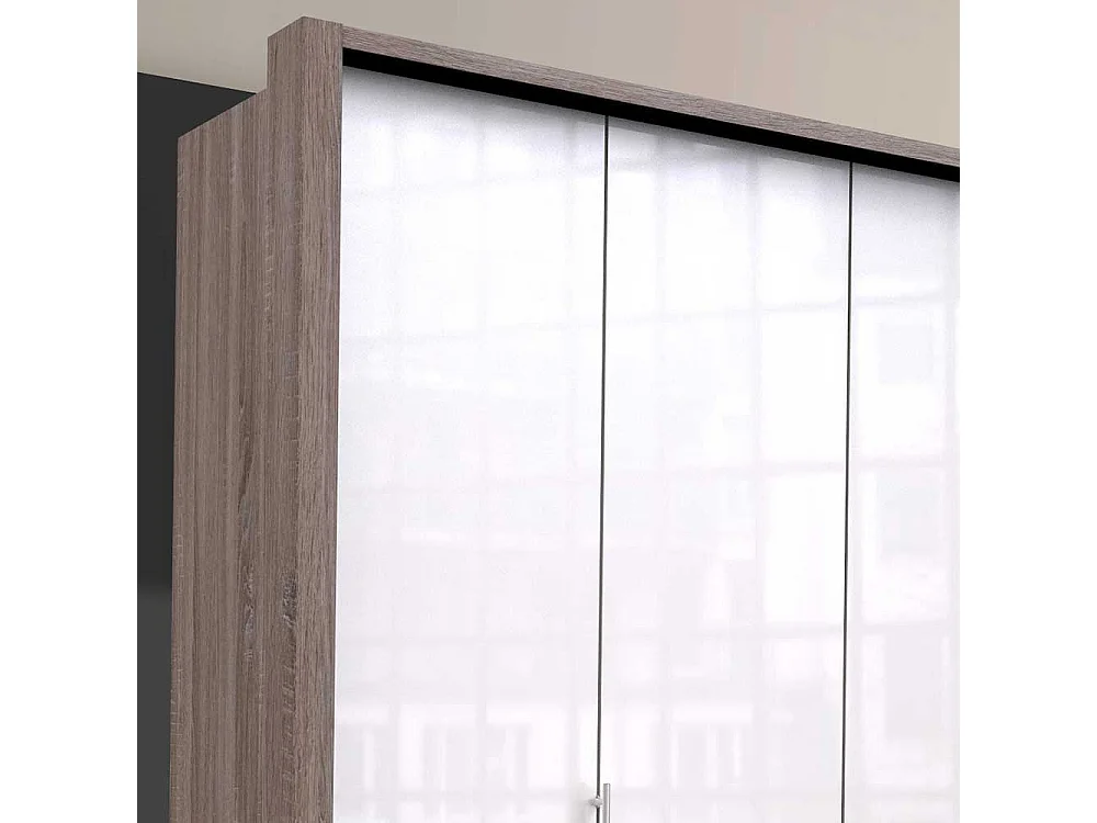 Jugendkleiderschrank 2 türig mit Schubladen Weiß Eiche Trüffelfarben