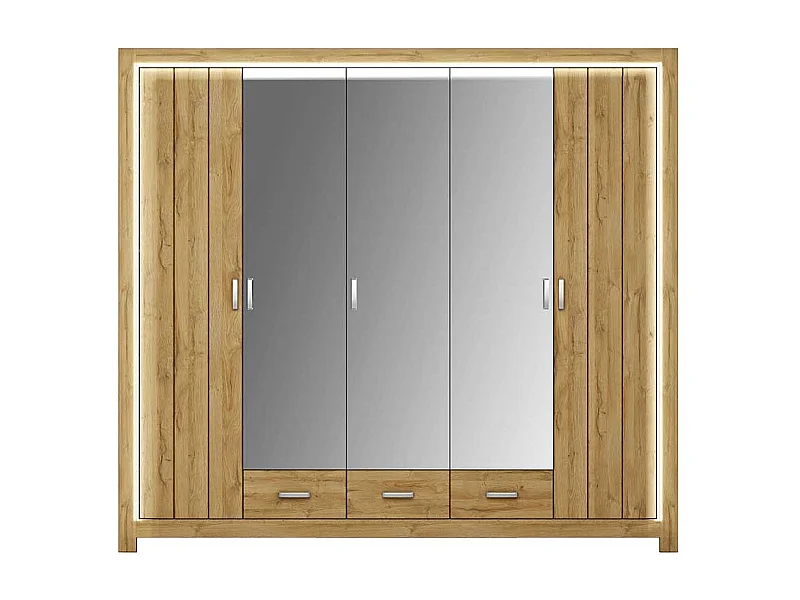 Dreht�renkleiderschrank in Wildeichefarben Spiegelt�ren