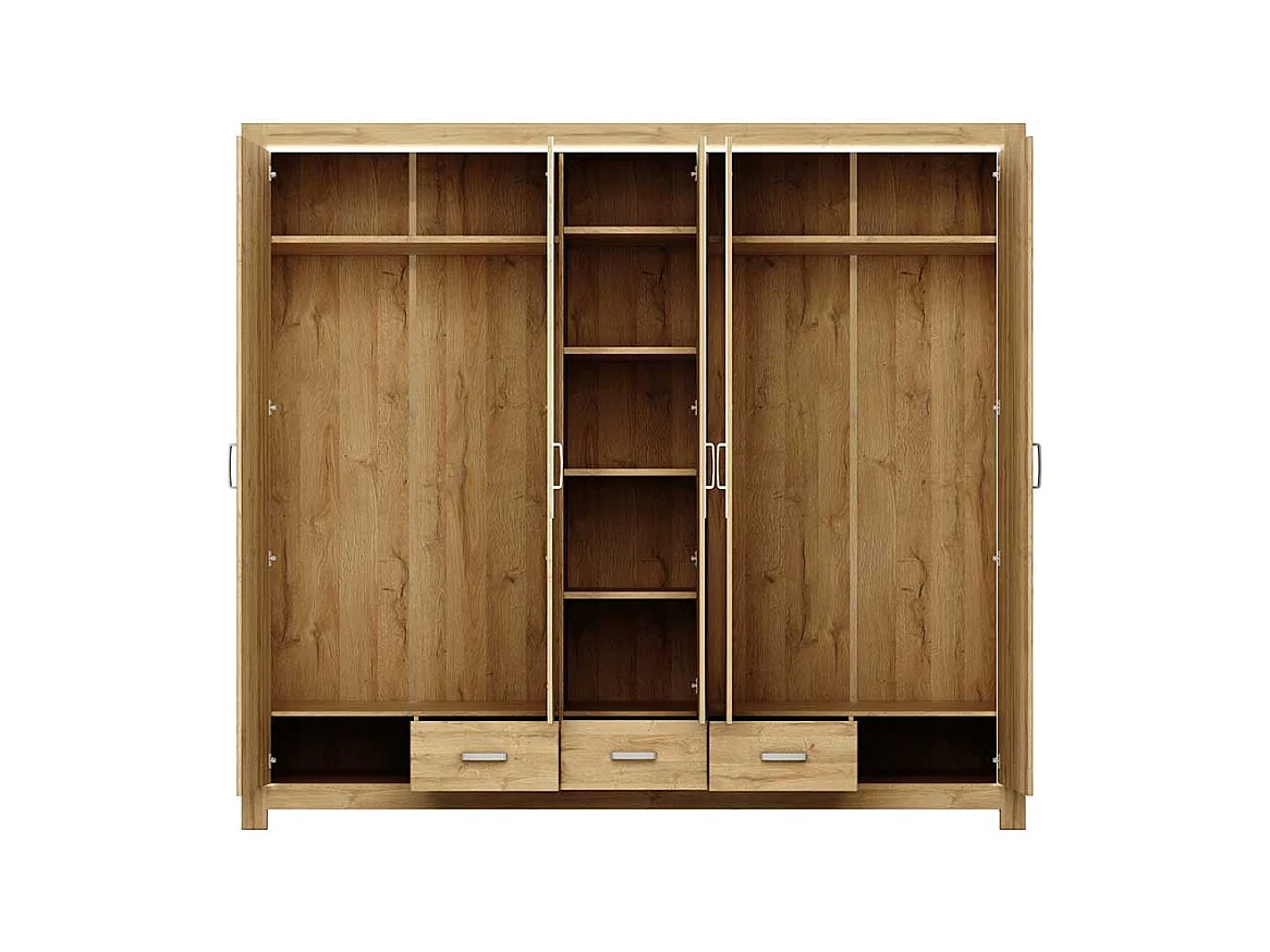 Dreht�renkleiderschrank in Wildeichefarben Spiegelt�ren