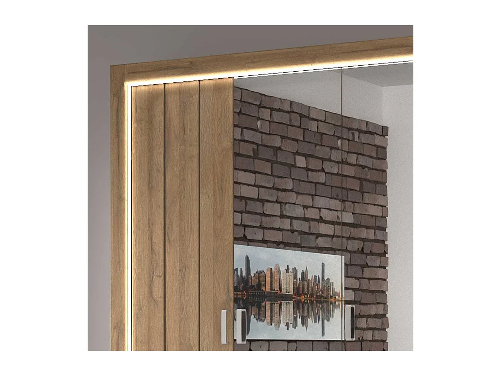 Dreht�renkleiderschrank in Wildeichefarben Spiegelt�ren