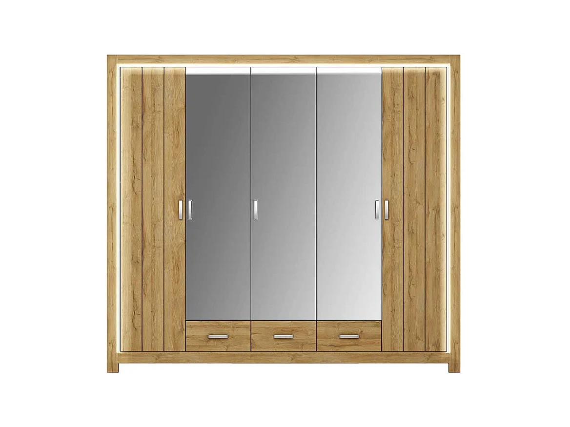 Dreht�renkleiderschrank in Wildeichefarben Spiegelt�ren