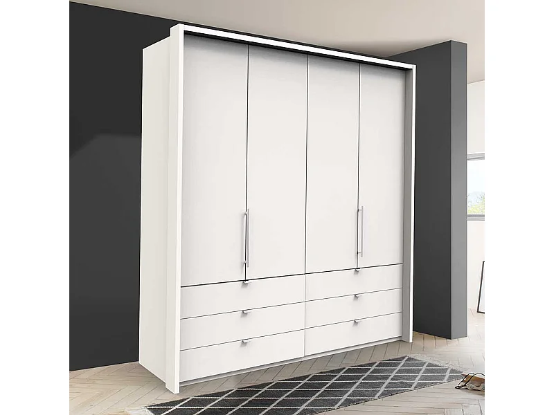Schlafzimmerkleiderschrank mit Metallgriffen Weiß