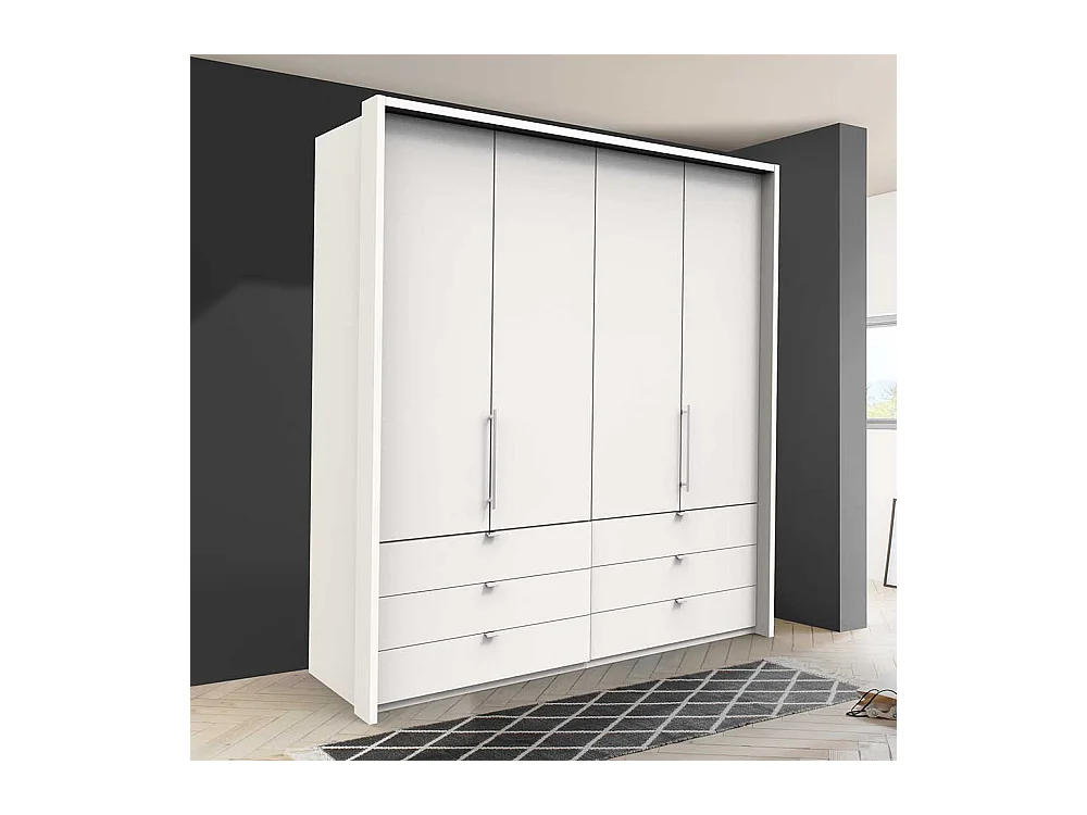 Schlafzimmerkleiderschrank mit Metallgriffen Weiß