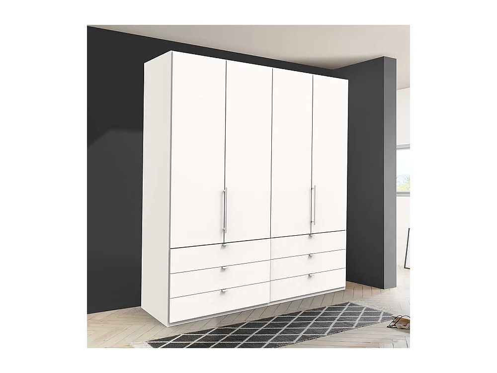 Schlafzimmerkleiderschrank mit Metallgriffen Weiß