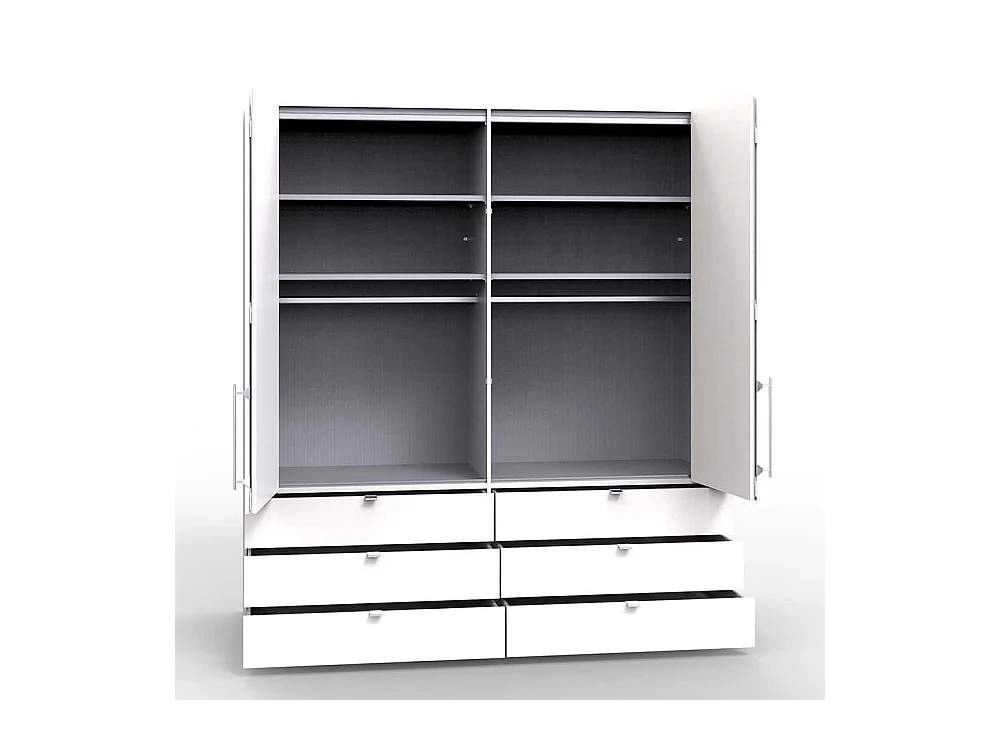 Schlafzimmerkleiderschrank mit Metallgriffen Weiß