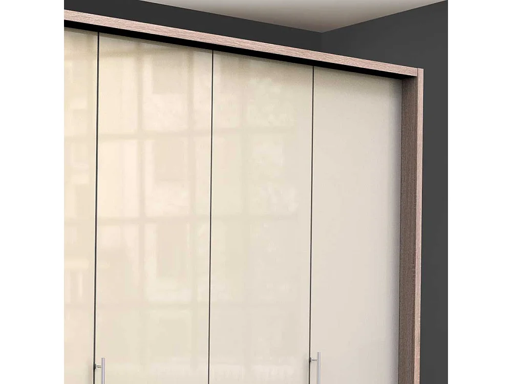 XXL Schlafzimmerkleiderschrank mit Falttüren glasbeschichtet