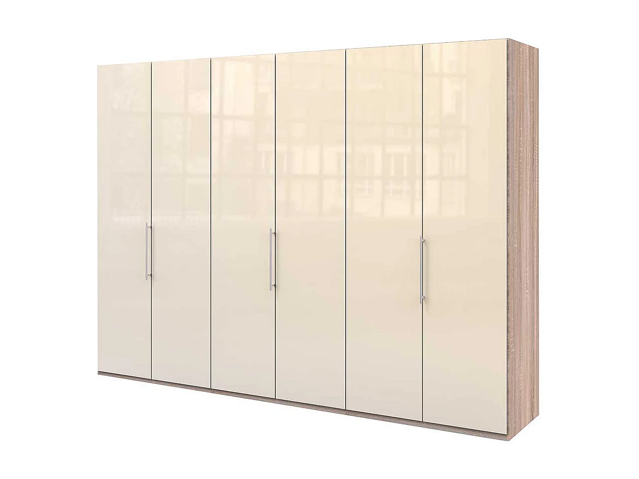 XXL Schlafzimmerkleiderschrank mit Falttüren glasbeschichtet