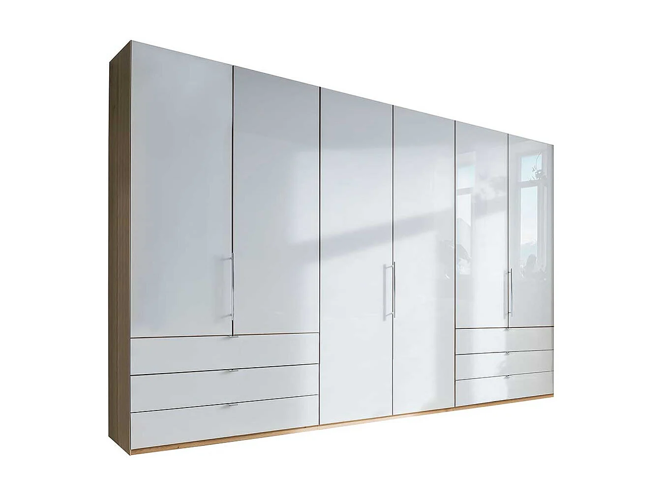 Schlafzimmerkleiderschrank in Weiß und Eiche Bianco Falttüren