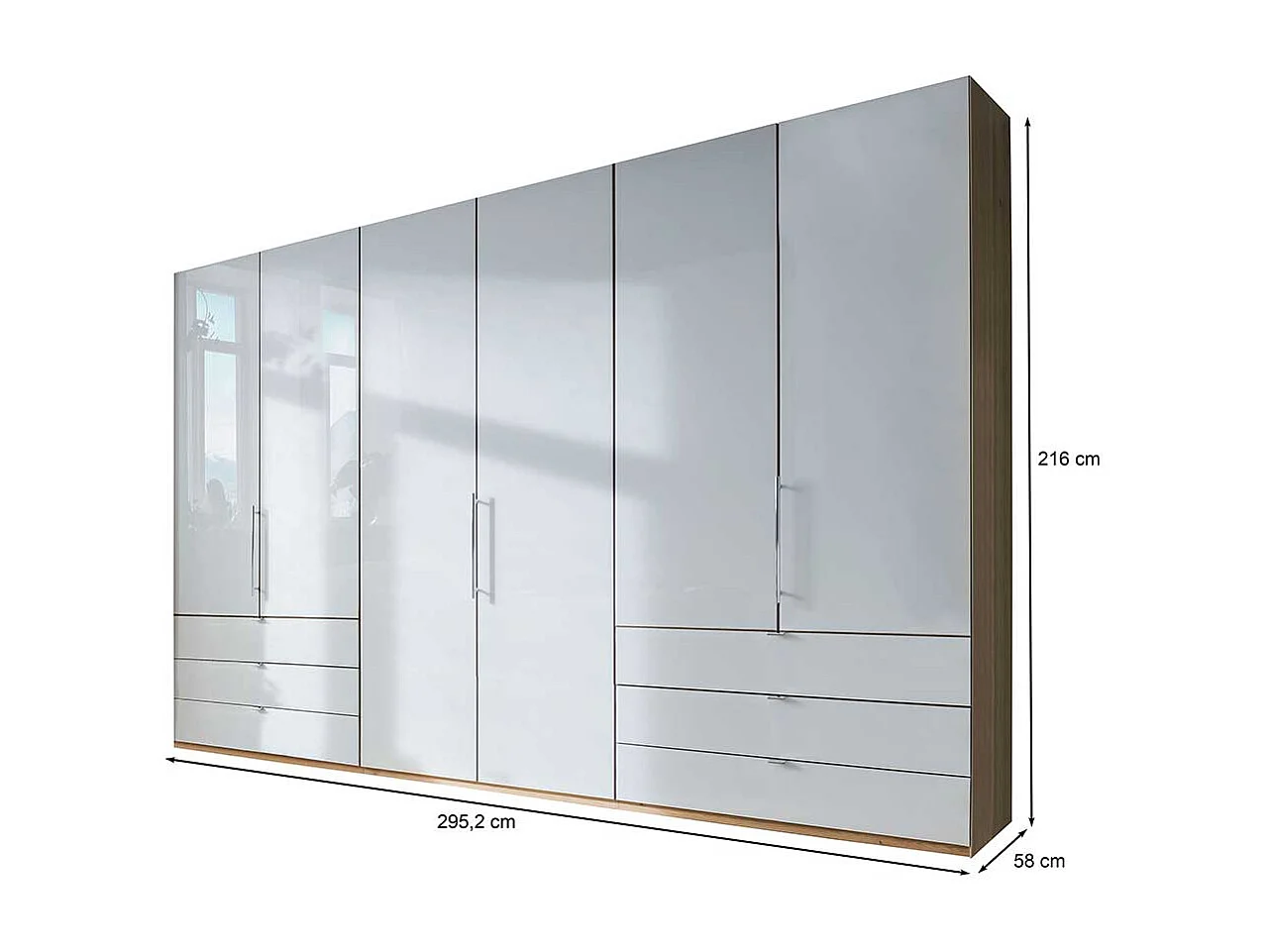 Schlafzimmerkleiderschrank in Weiß und Eiche Bianco Falttüren