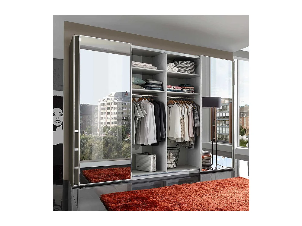 Spiegelkleiderschrank mit sechs Schubladen 330 cm breit
