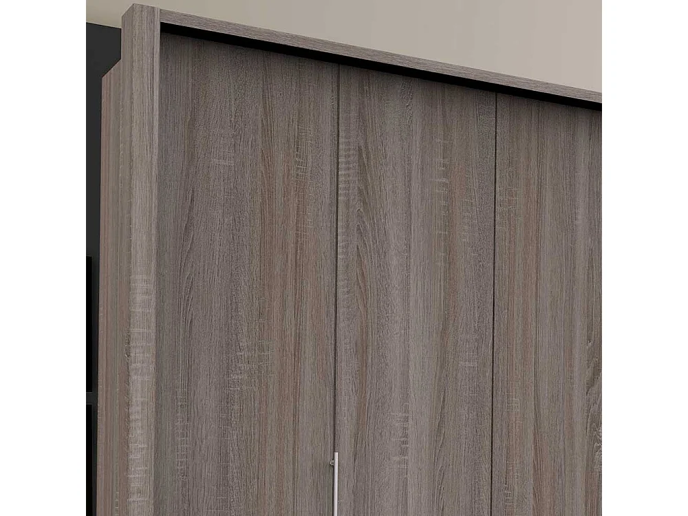 Falttüren Schrank in Eiche Trüffelfarben mit Schubladen