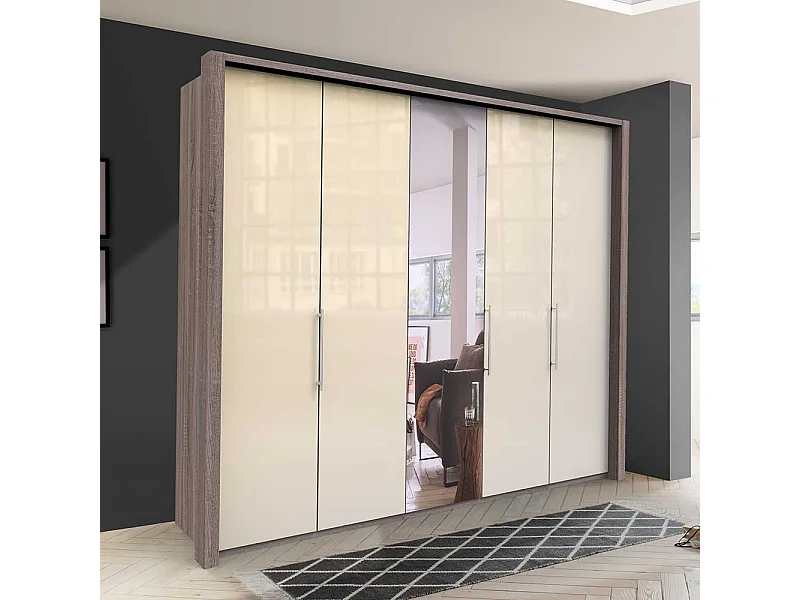 Schlafzimmerkleiderschrank in Cremefarben Eiche Trüffelfarben