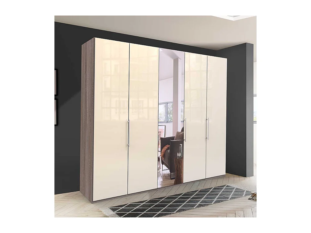 Schlafzimmerkleiderschrank in Cremefarben Eiche Trüffelfarben