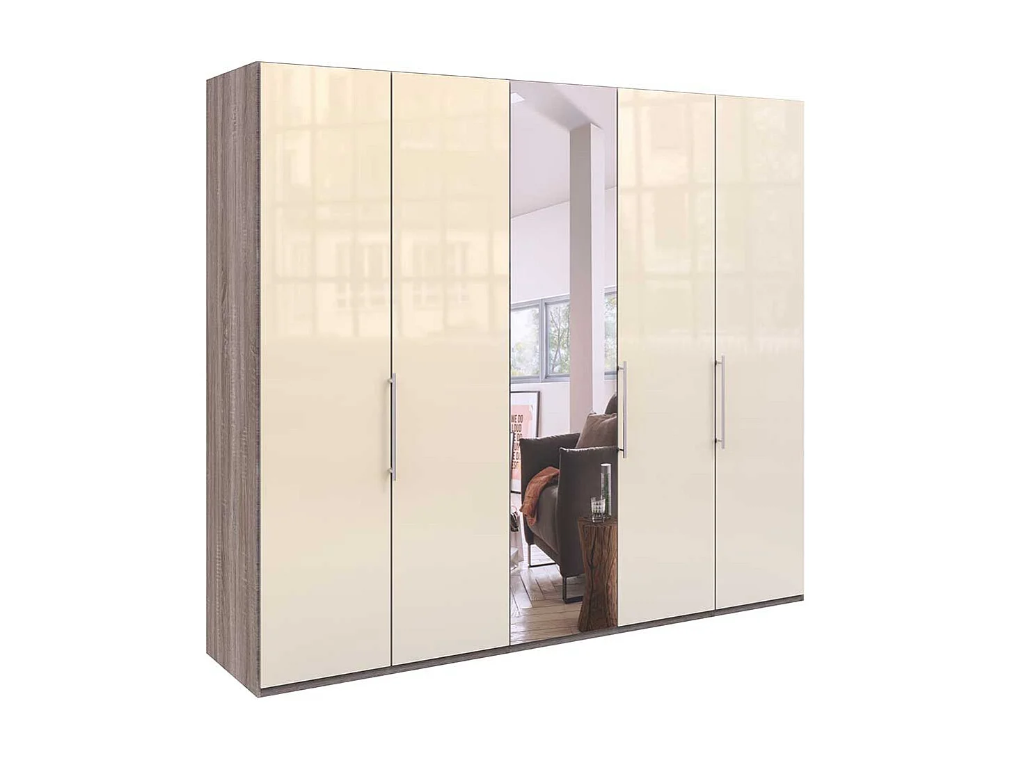 Schlafzimmerkleiderschrank in Cremefarben Eiche Trüffelfarben