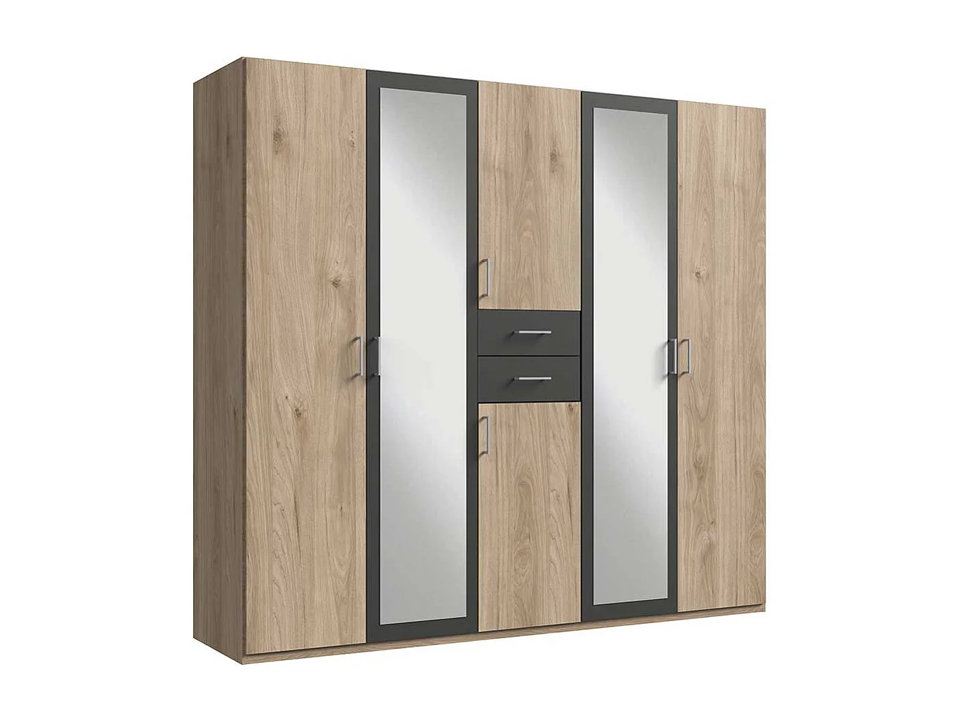 Schrank Schlafzimmer zweifarbig in Eiche Sägerau Dunkelgrau