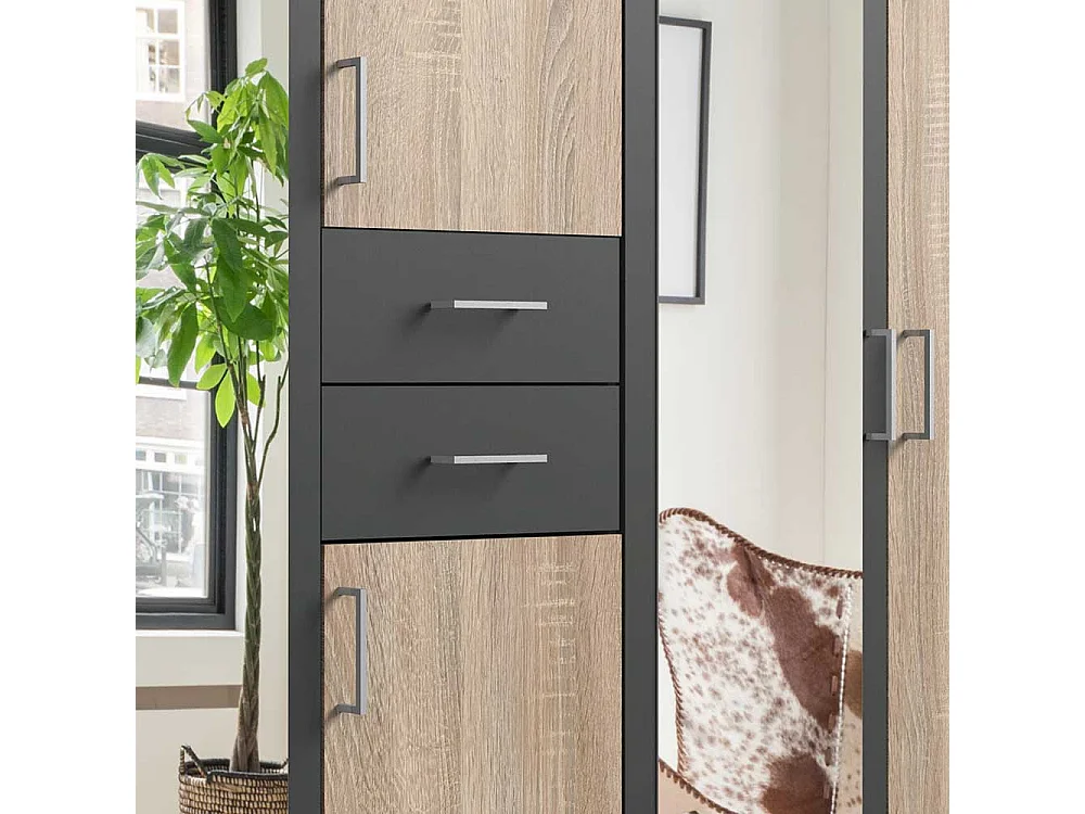 Schrank Schlafzimmer zweifarbig in Eiche Sägerau Dunkelgrau