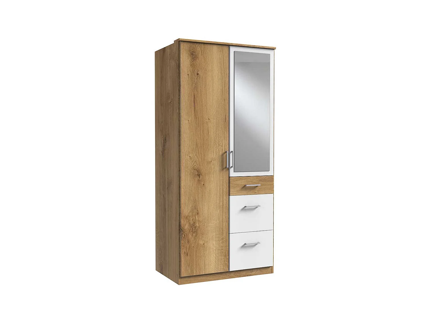 Schrank Gästezimmer modern mit Spiegeltür drei Schubladen