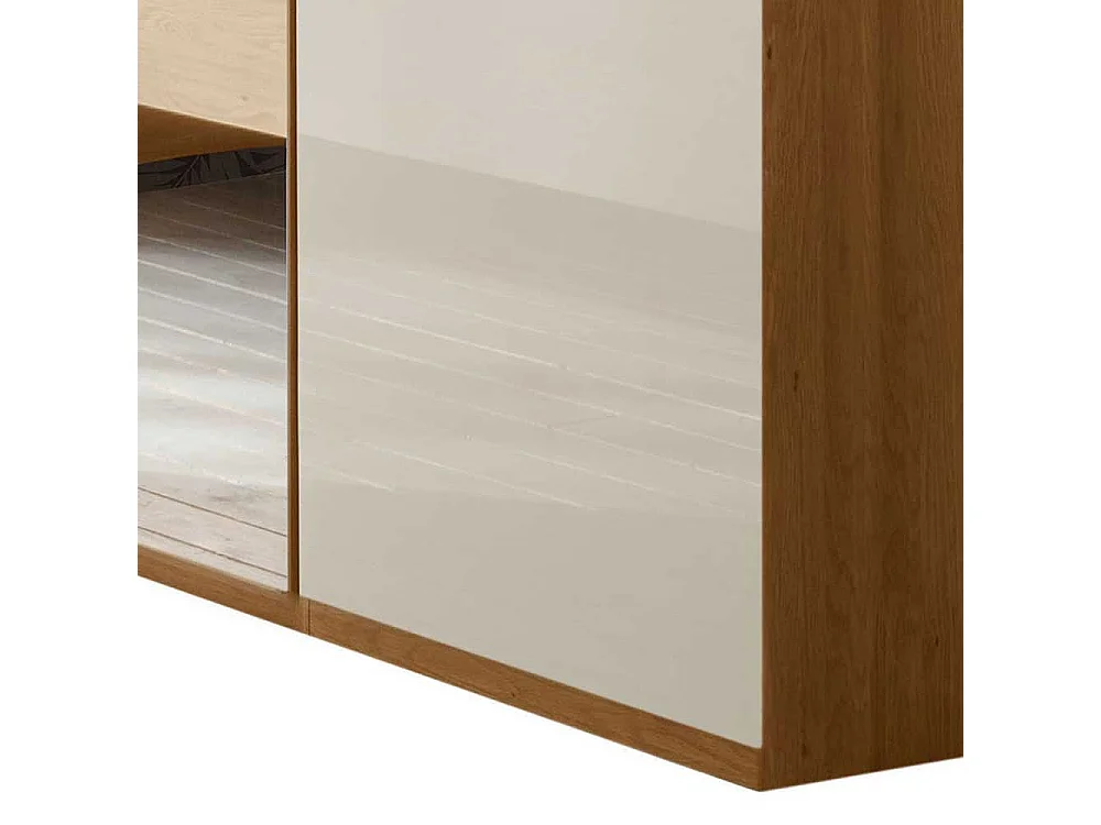Schlafzimmerkleiderschrank in Beige Glas beschichtet Eiche Massivholz