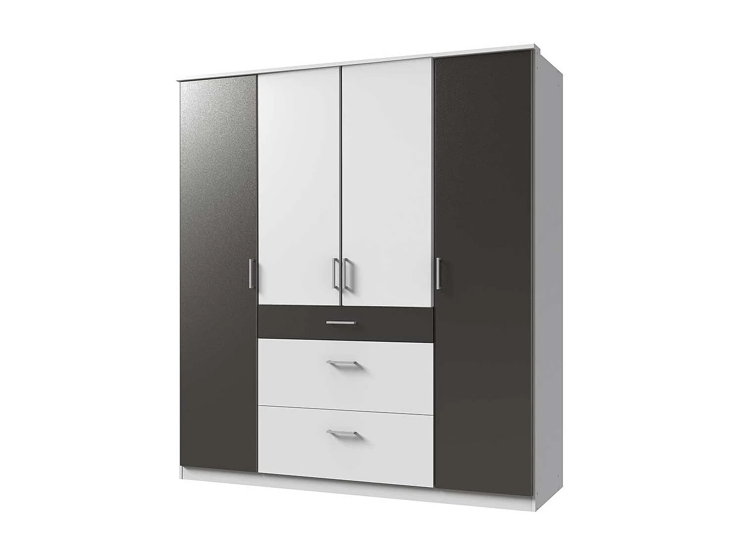 Moderner Schlafzimmerkleiderschrank in Dunkelgrau & Weiß Made in Germany