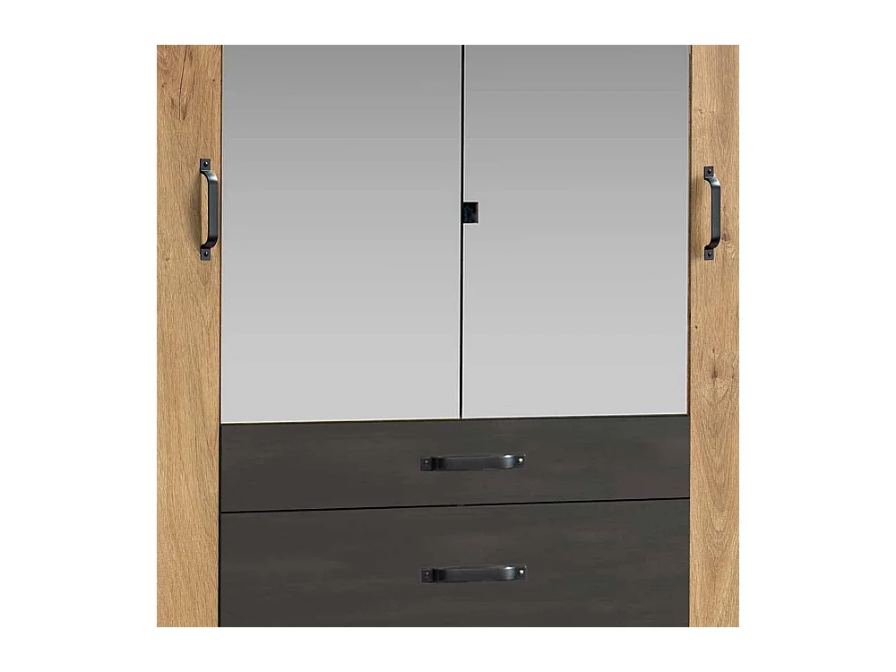 Drehtürenkleiderschrank 4-türig im Industry und Loft Stil drei Schubladen