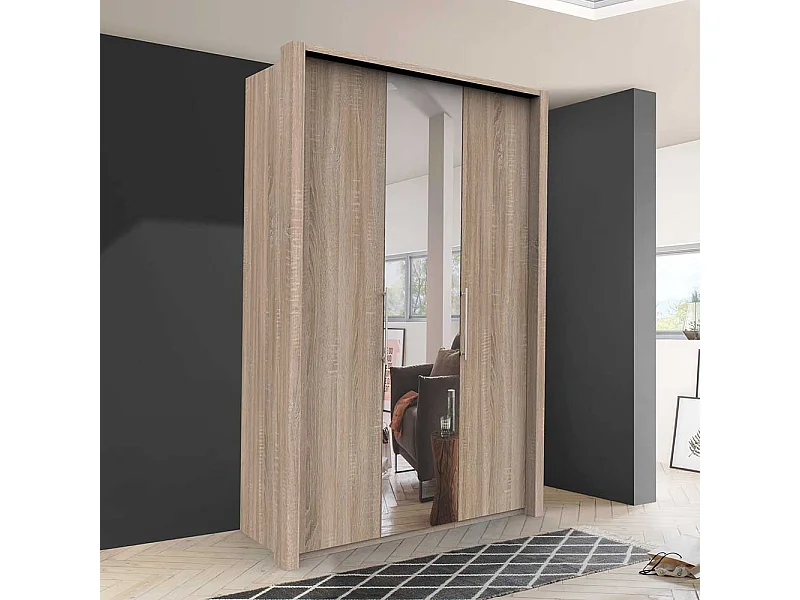 Jugendschrank in Eiche Sägerau 2 türig mit Spiegel