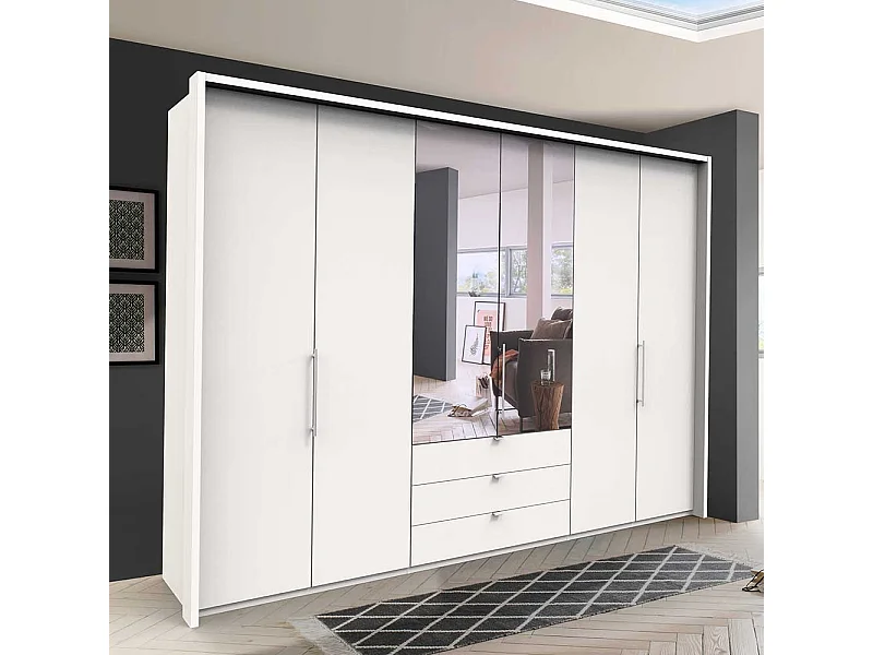 Schlafzimmerkleiderschrank mit drei Schubladen Spiegeltür