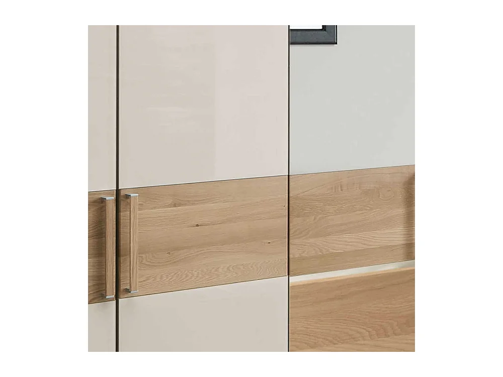 Schlafzimmerkleiderschrank in Beige Glas beschichtet Eiche Massivholz