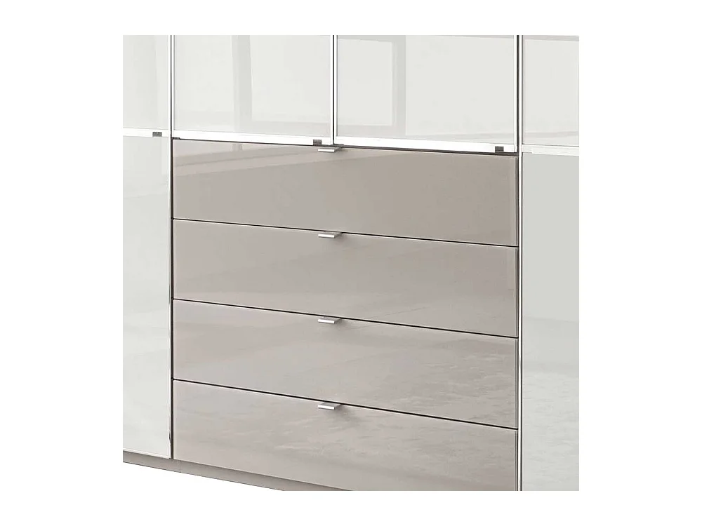 Drehtürenkleiderschrank in Weiß und Hellgrau 300 cm breit