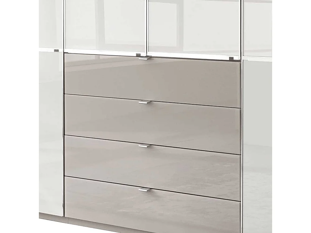 Drehtürenkleiderschrank in Weiß und Hellgrau 300 cm breit