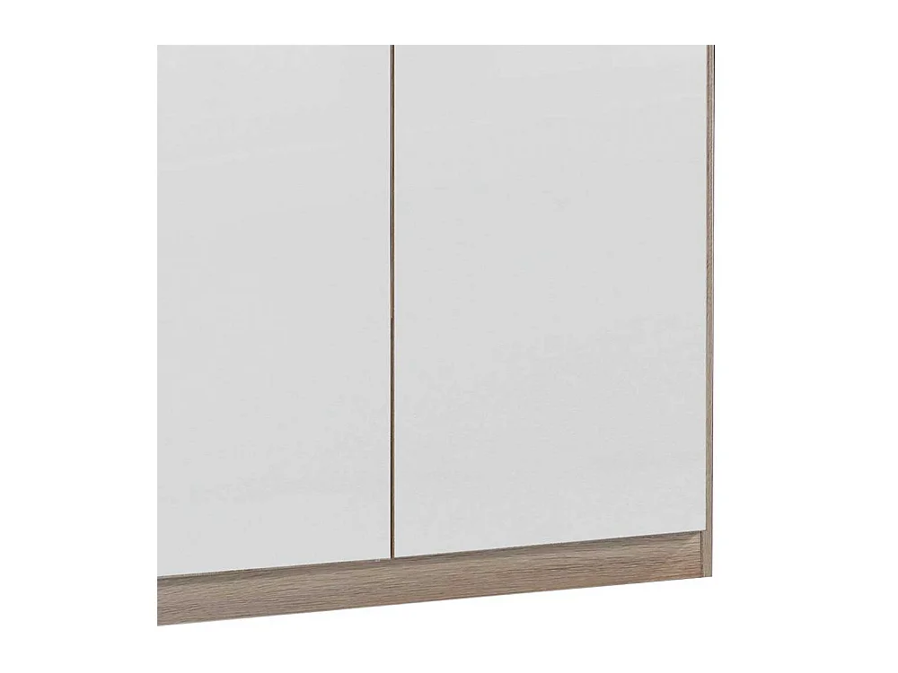 Jugendkleiderschrank zweitürig in Eiche Sägerau Holzoptik Weiß Hochglanz