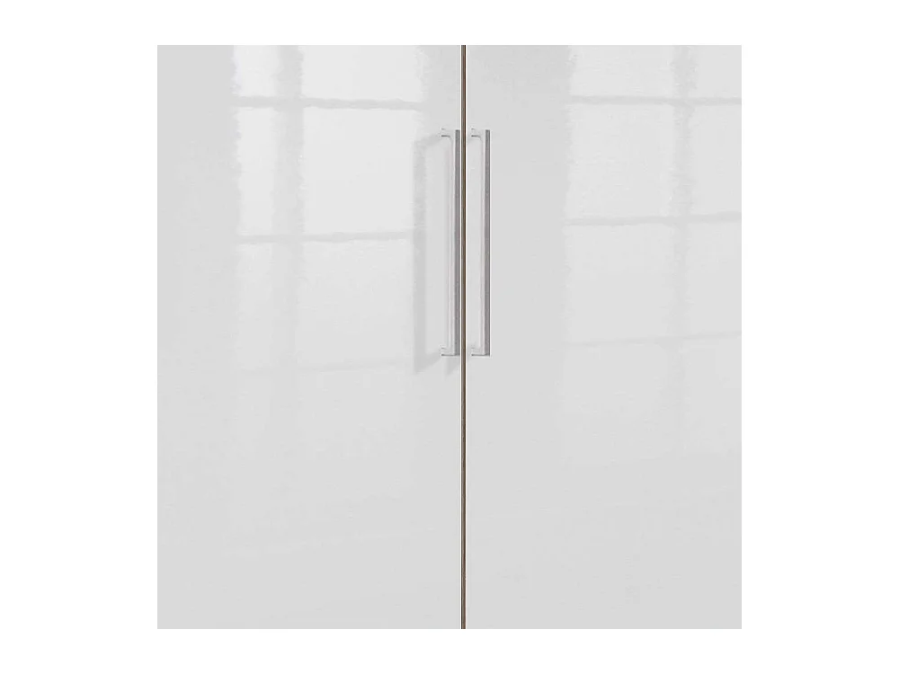 Jugendkleiderschrank zweitürig in Eiche Sägerau Holzoptik Weiß Hochglanz