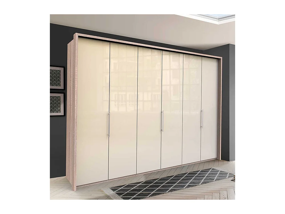 XXL Schlafzimmerkleiderschrank mit Falttüren glasbeschichtet