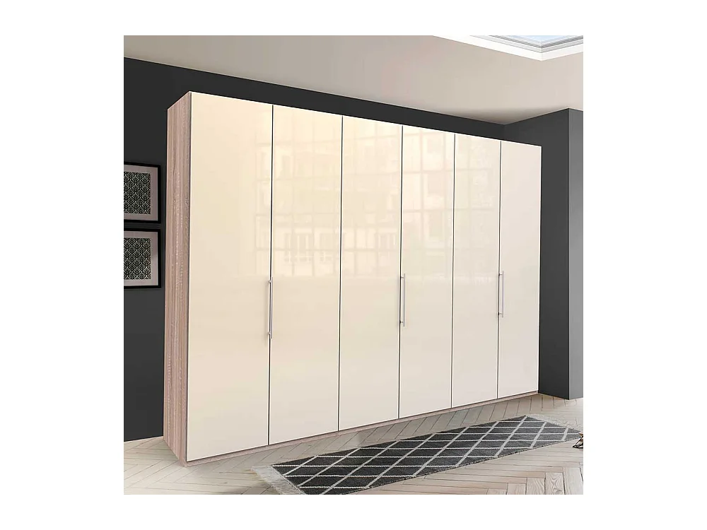 XXL Schlafzimmerkleiderschrank mit Falttüren glasbeschichtet