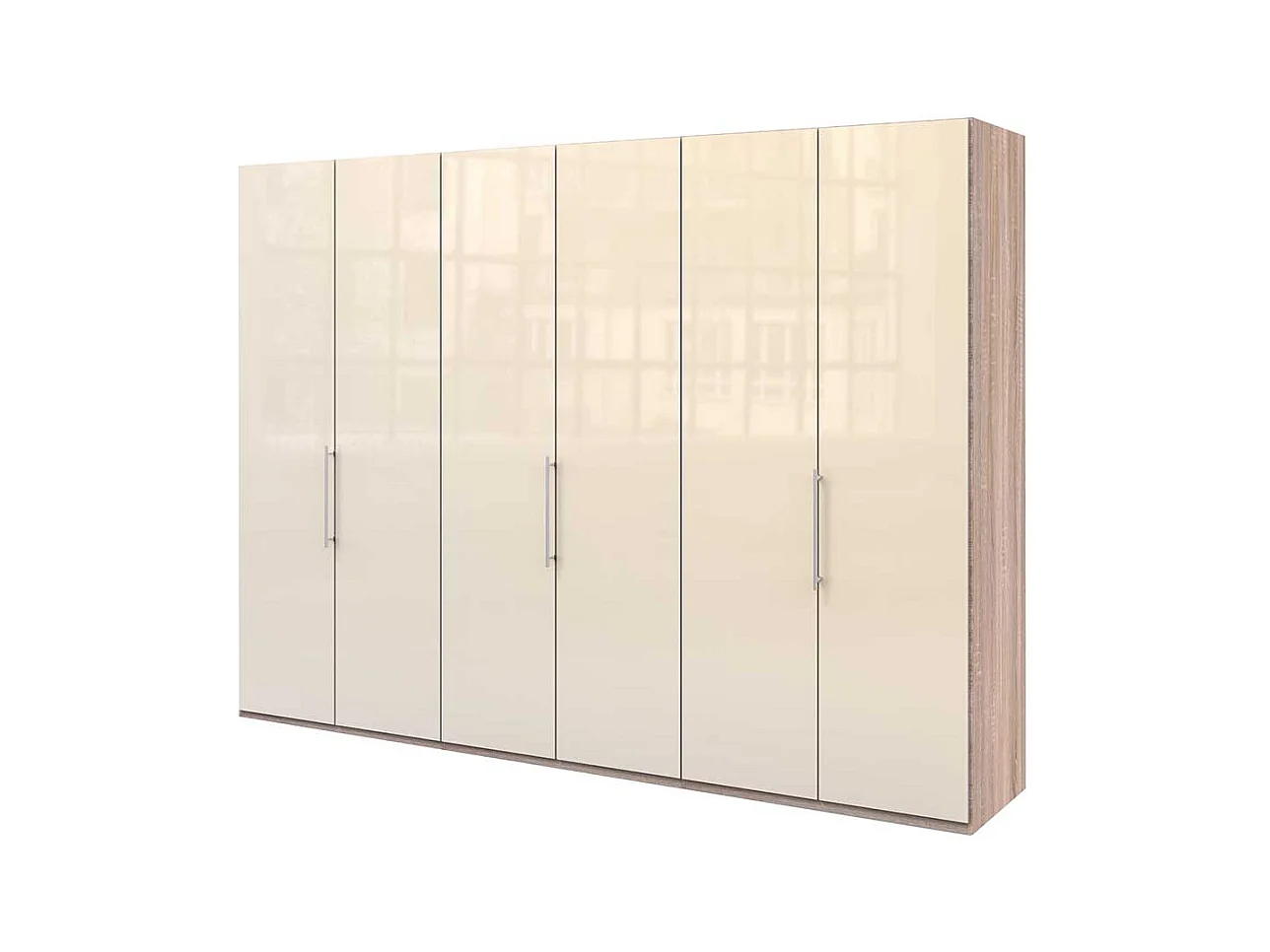 XXL Schlafzimmerkleiderschrank mit Falttüren glasbeschichtet