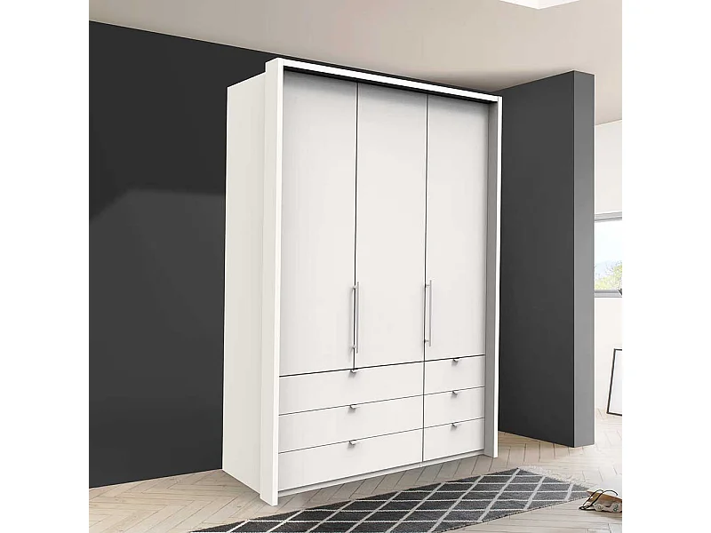 Jugendkleiderschrank in Weiß Falttüren und Schubladen