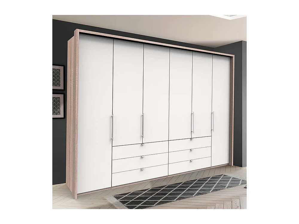 Panorama Ankleideschrank in Weiß Eiche Sägerau