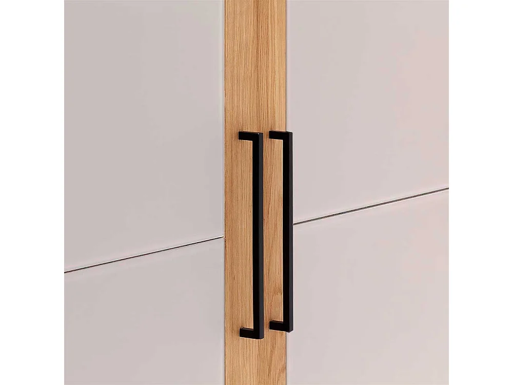 Schlafzimmerkleiderschrank Holz aus Wildeiche Glasbeschichtung weiß