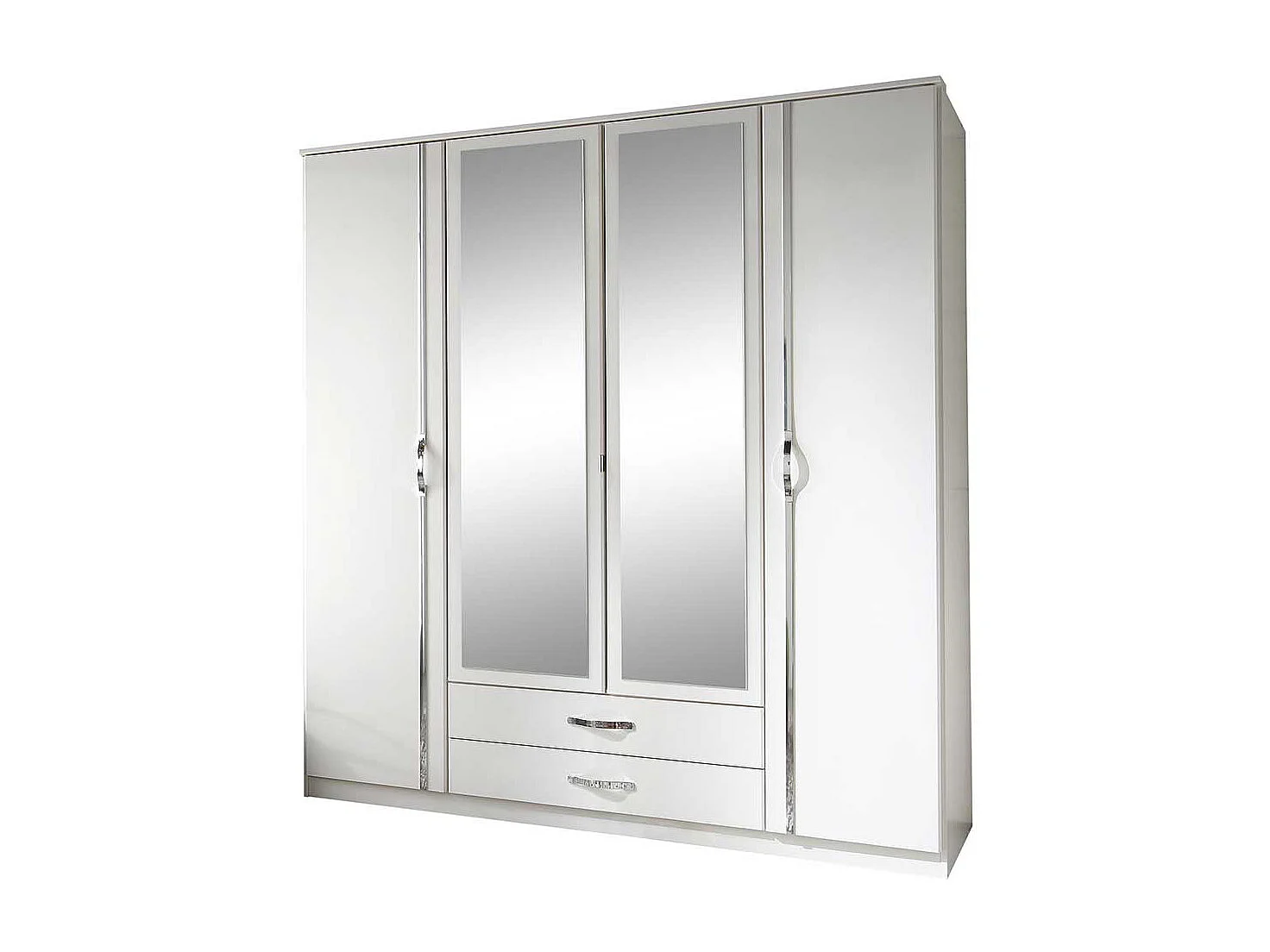 Weißer Drehtürenkleiderschrank mit Spiegeltüren Made in Germany