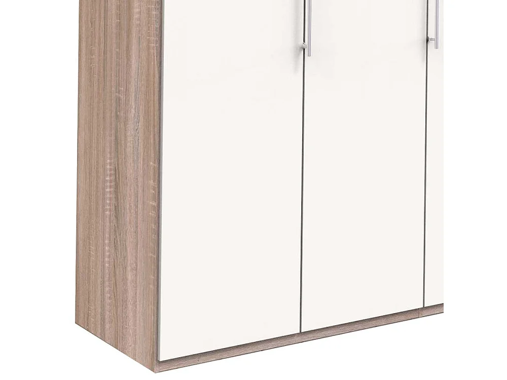 Moderner Jugendkleiderschrank in Weiß und Eiche Sägerau zwei Falttüren