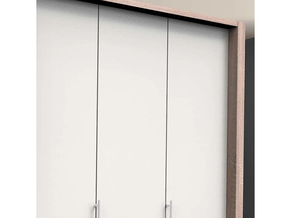 Moderner Jugendkleiderschrank in Weiß und Eiche Sägerau zwei Falttüren