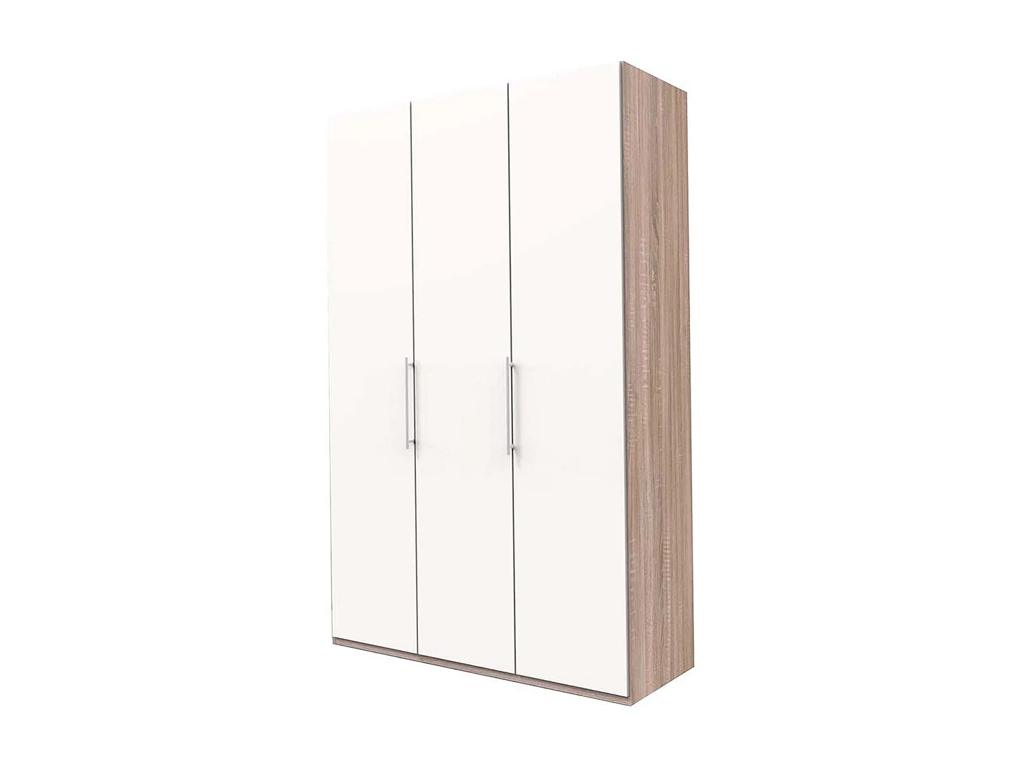 Moderner Jugendkleiderschrank in Weiß und Eiche Sägerau zwei Falttüren