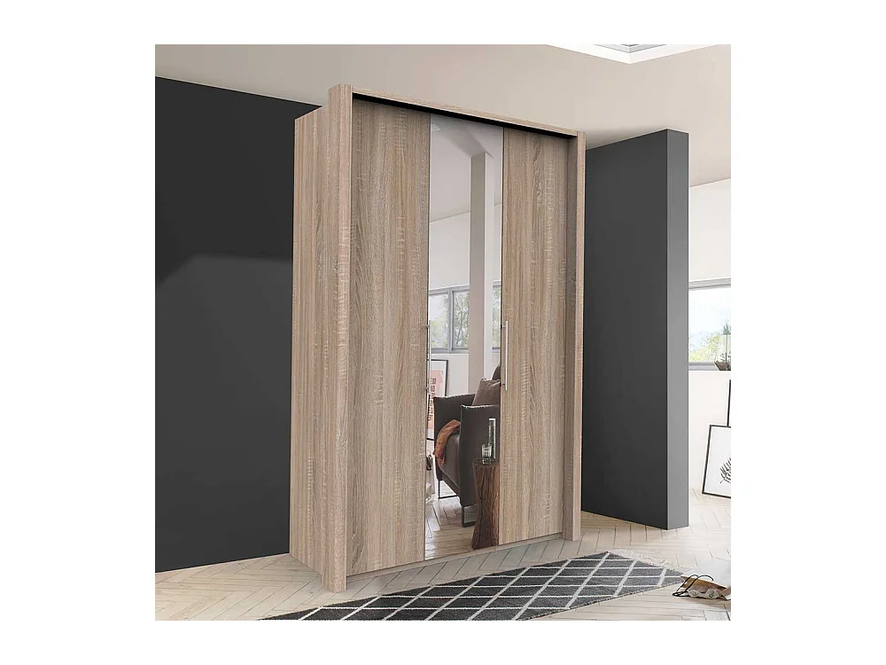 Jugendschrank in Eiche Sägerau 2 türig mit Spiegel